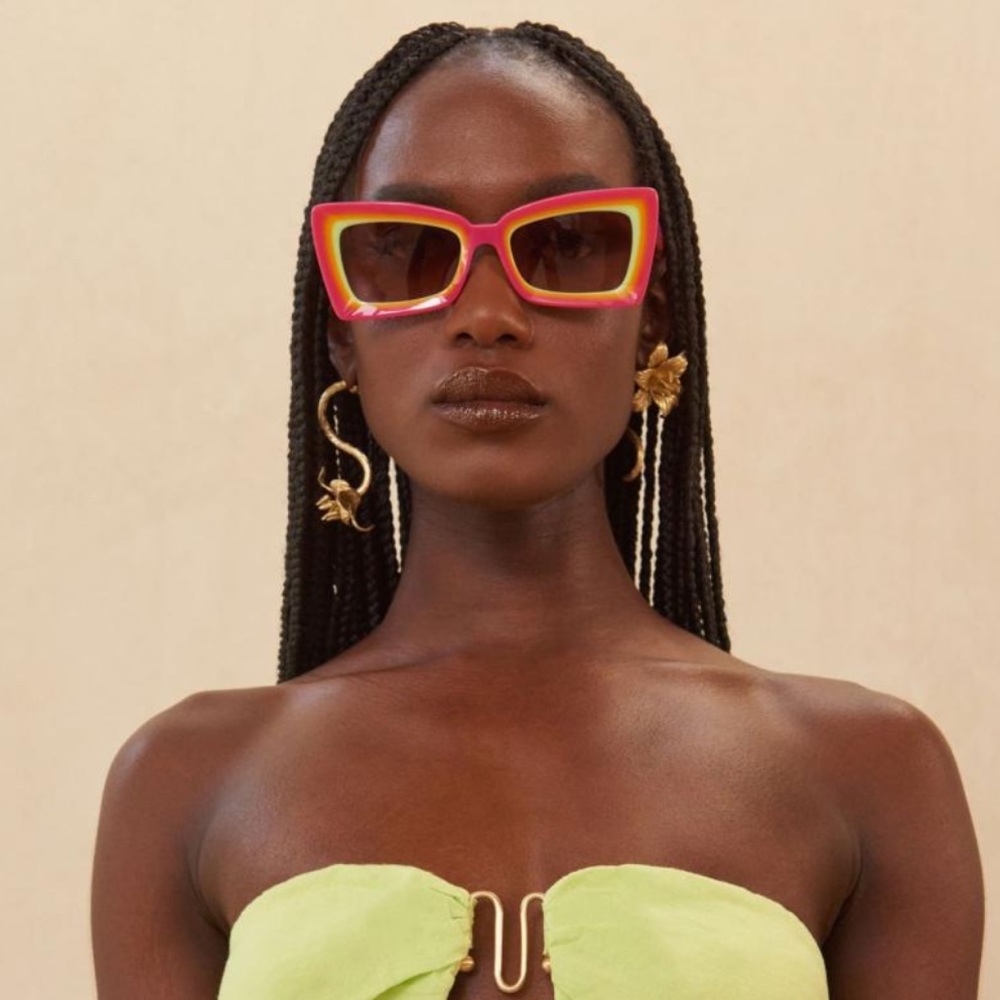 Stylish Pink & Yellow Cat-Eye Sunglasses - Women Accessories